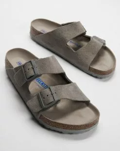 Birkenstock Arizona SFB Regular - Women's Suede Leather Stone Coin