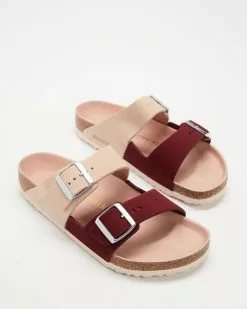 Birkenstock Arizona Split Birko Flor - Regular - Women's Maroon & Light Rose