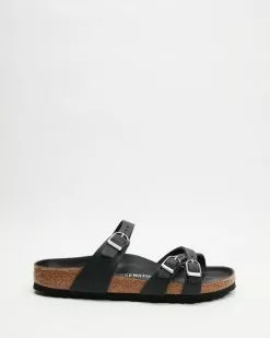 Birkenstock Franca Sandals - Narrow Black Oiled Leather