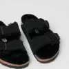 Birkenstock Arizona Suede Leather Sheepskin Lined Regular Sandals Black