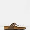 Birkenstock Unisex Gizeh Birko-Flor Nubuck Regular Sandals Mocha