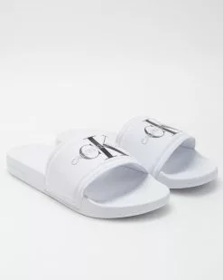 Calvin Klein Jeans Monogram Slides - Women's Bright White -Sandals Sales Shop http3A2F2Fstatic.theiconic.com .au2Fp2Fcalvin klein jns 9519 1482711 3