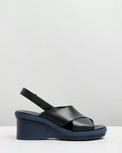 Camper Kyra Slingback Wedge Sandals Black