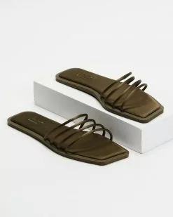 Carlotha Ray Raso Strap Slip-On Sandals Military Green