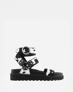 Caverley Burt Sandals Cow Print Pony