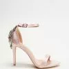 Chi Chi London Embellished Stiletto Heel Strappy Sandals Mink