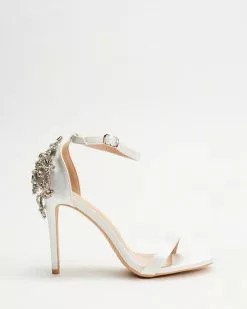 Chi Chi London Embellished Stiletto Heel Strappy Sandals White