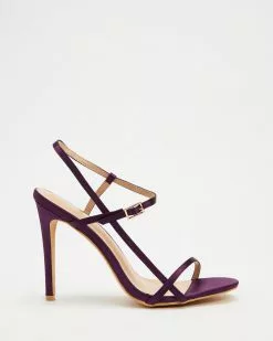 Chi Chi London Strappy Stiletto Heel Sandals Berry