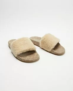 Coach Ulla Shearling Slides Ivory