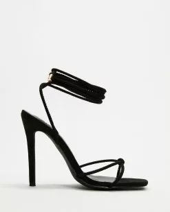 Dazie Monica Strappy Heels Black Microsuede
