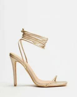 Dazie Lace It Up Heels Gold