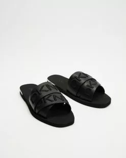DKNY Idalie Logo Flat Slides Black