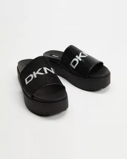 DKNY Palz Slipper Slides Black & White