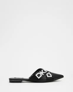 DKNY Alya Flat Mules Black & White