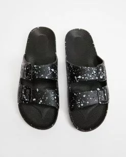 Freedom Moses Slides - Unisex Black Splatter