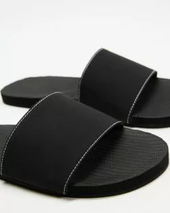 Indosole ESSENTLS Slides - Women's Black & White Stitch -Sandals Sales Shop http3A2F2Fstatic.theiconic.com .au2Fp2Findosole 9929 9994431 3