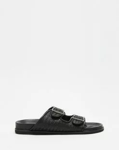 JAMES | SMITH Sardinia Slides Black Woven