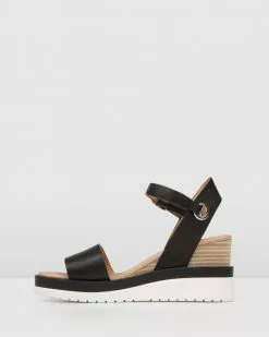 Jo Mercer Kenzie Mid Heel Wedges Black Leather -Sandals Sales Shop http3A2F2Fstatic.theiconic.com .au2Fp2Fjo mercer 0970 232178 3