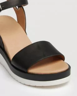 Jo Mercer Kenzie Mid Heel Wedges Black Leather -Sandals Sales Shop http3A2F2Fstatic.theiconic.com .au2Fp2Fjo mercer 0973 232178 4