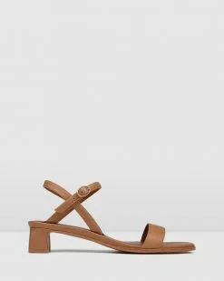Jo Mercer Reina Low Heel Sandals TAN LEATHER