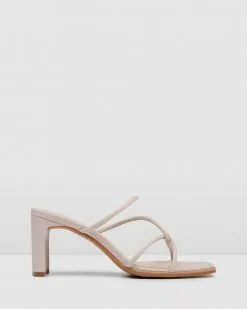 Jo Mercer Novi Mid Heel Sandals Bone Leather