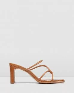 Jo Mercer Novi Mid Heel Sandals TanLeather