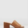Jo Mercer Whaler Mid Heel Sandals Tan Leather