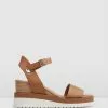 Jo Mercer Kenzie Mid Heel Wedge Tan Leather