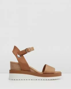 Jo Mercer Kenzie Mid Heel Wedge Tan Leather