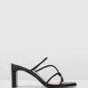 Jo Mercer Novi Mid Heel Sandals BLACK LEATHER