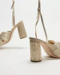 Loeffler Randall Camellia Pleated Knot Heeled Sandal With Ankle Strap Platinum Lame -Sandals Sales Shop http3A2F2Fstatic.theiconic.com .au2Fp2Floeffler randall 2527 3937621 3