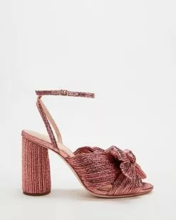 Loeffler Randall Camellia Pleated Bow Heels Metallic Rose