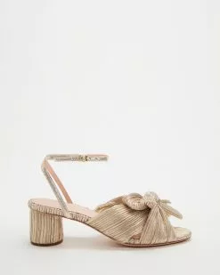 Loeffler Randall Dahlia Pleated Bow Heels Platinum