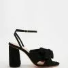 Loeffler Randall Camellia Pleated Knot Heeled Sandal With Ankle Strap Black