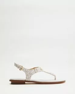 Michael Kors Logo Plated Thong Sandals Vanilla