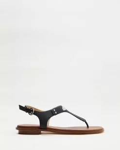 Michael Kors Logo Plated Thong Sandals Black