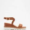 Mollini Bajtstar Wedge Sandals Dark Tan & White Sole