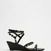Mollini Mantino Wedge Sandals Black & Gold
