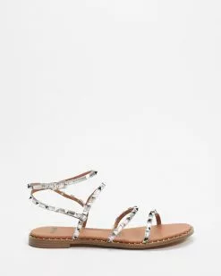 Mollini Layora Strappy Sandals Silver Leather