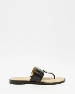 Naturalizer Frankie Toe Post Sandal Black Croc