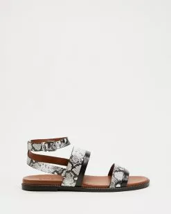 Naturalizer Kelsie Ankle Strap Sandal Black & White Snake