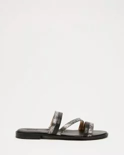 Naturalizer Liley Slide Sandal Black Multi Snake