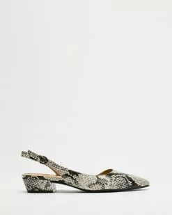 Naturalizer Banks Slingbacks Black & White Snake
