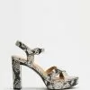 Naturalizer Mia Heeled Sandal Black & White Snake