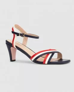Review Kaleidoscope Sandals Navy, Cream & Red