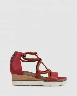 S by Sempre Di Ailin Wedge Sandals Scarlet 6003/mustard 5051