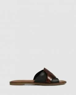 S by Sempre Di Dona Flat Sandals Black/brown