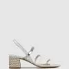 S by Sempre Di Banksia Block Sandals White 5/silver