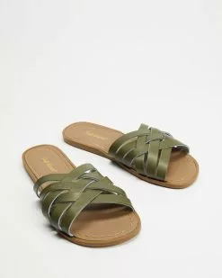 Saltwater Sandals Womens Retro Slides Olive