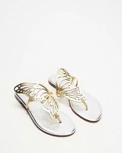 Sophia Webster Butterfly Flat Sandals Gold Nappa
